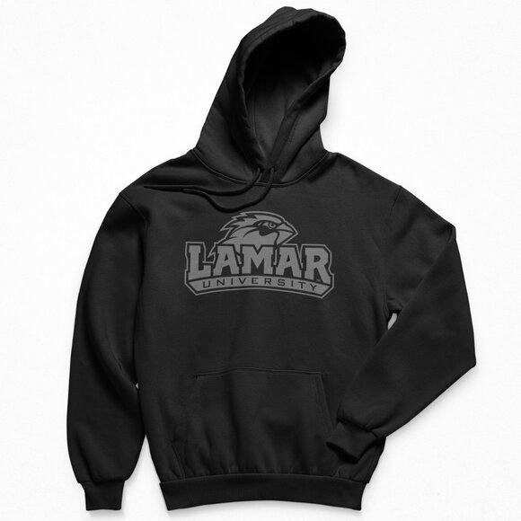 NEW Lamar Cardinals Big Logo Tonal Fleece Pullover Hoodie BLACKOUT